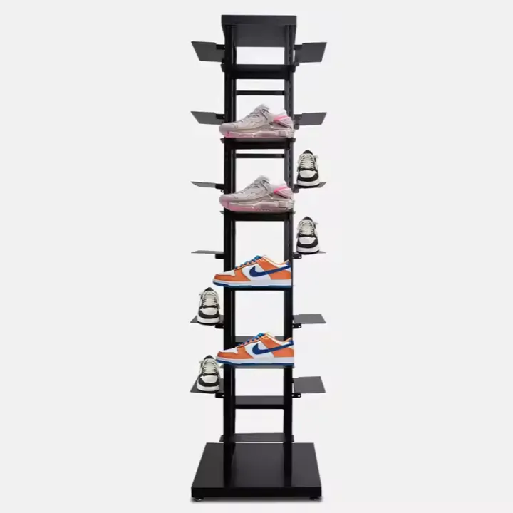 Customized POP Floor Metal Shoes Store Display Racks